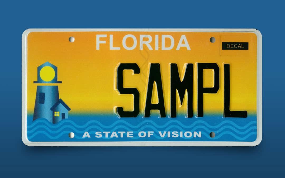 Support Lighthouse With a Specialty License Plate